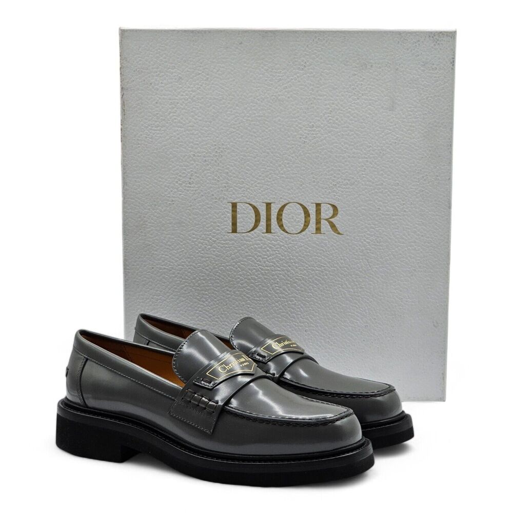 Dior Boy Loafers Shoes - Brushed Calfskin Leather - Gray - 36 (6 US) NWB $1120